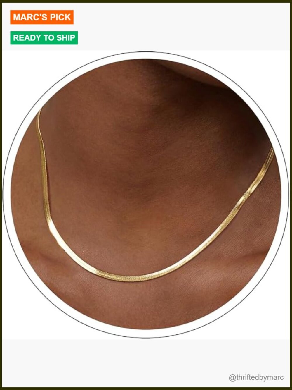 Dainty Gold Herringbone Necklace Women Non Tarnish Snake Choker Chain 16 Inch